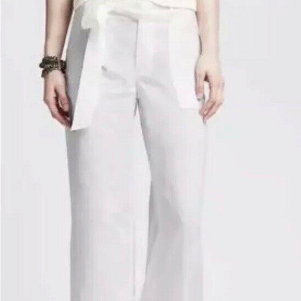 Banana Republic linen wide leg pants white NWT